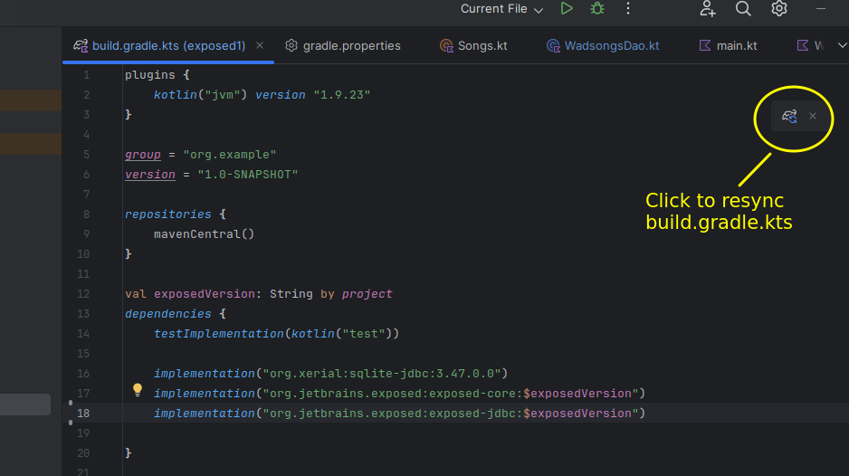 Resyncing build.gradle.kts