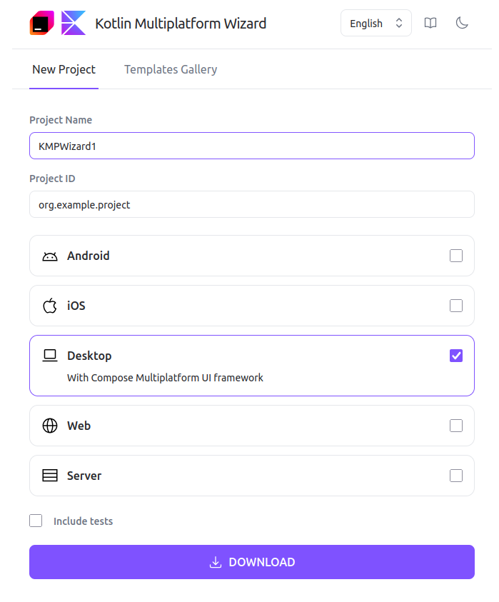 Configuring the Kotlin Multiplatform Wizard