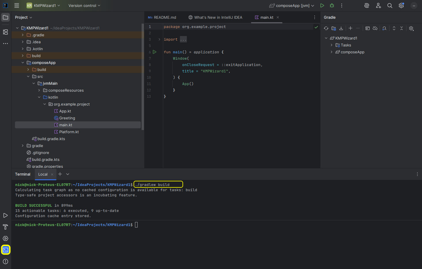 Building the Compose Multiplatform app using Gradle on the command line